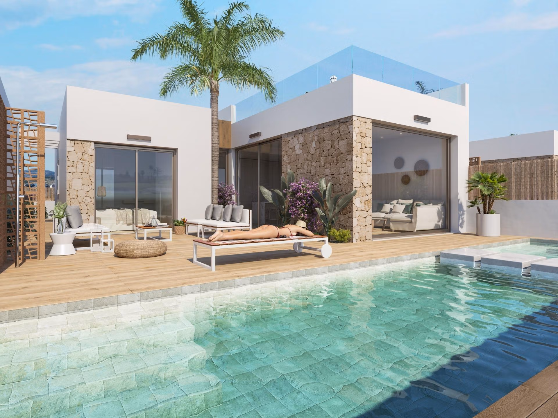 New-Build-Apartments-and-Villas-Frontline-Golf-in-Los-Alcazares-Costa-Calida-6 Exclusive New Build Single-Level 3 Bedroom Villa with Private Pool for Sale Frontline to Serena Golf in Los Alcazares