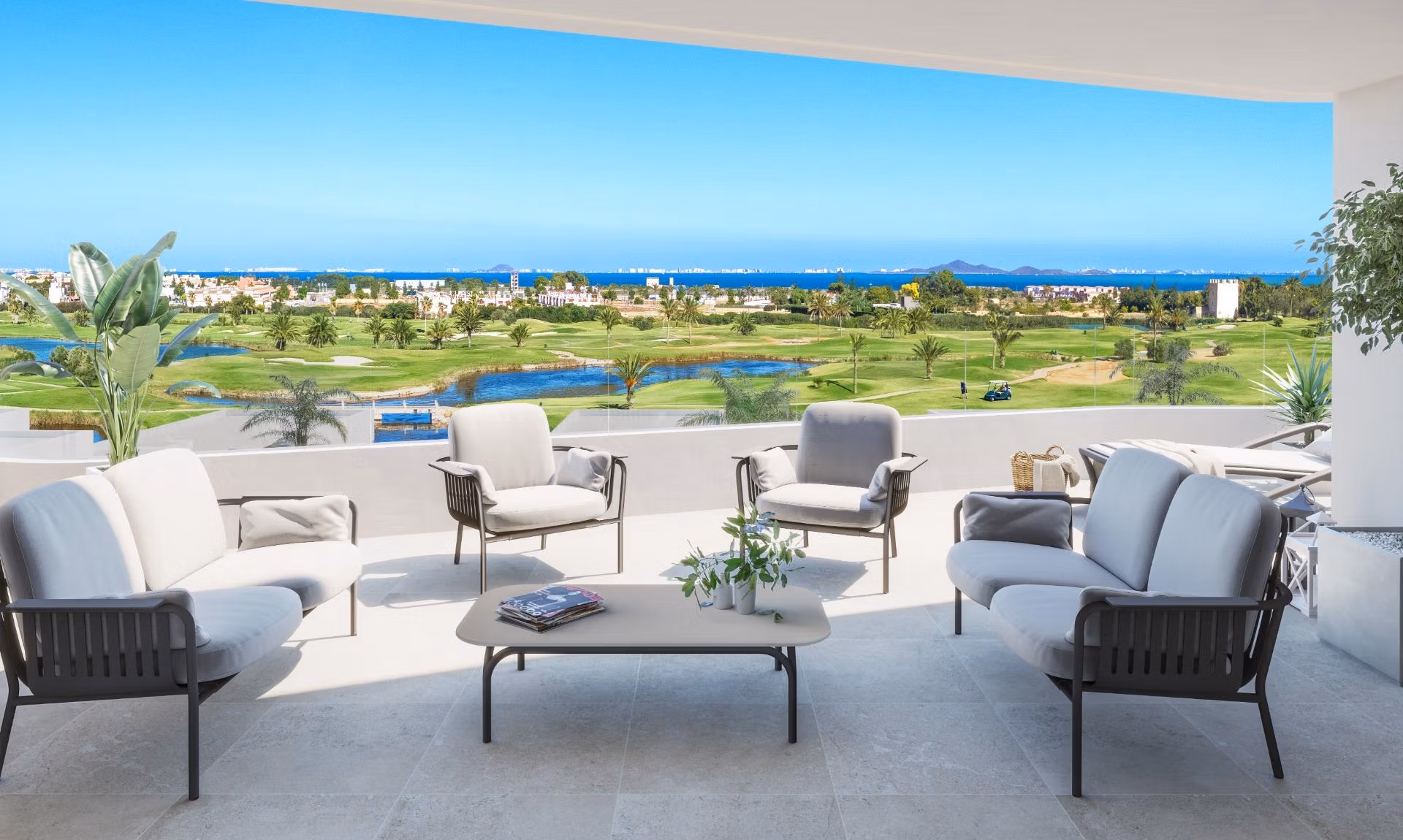 Modernes Neubau-Erdgeschossapartment mit 2 Schlafzimmern und Garten in erster Linie zu Serena Golf in Los Alcazares