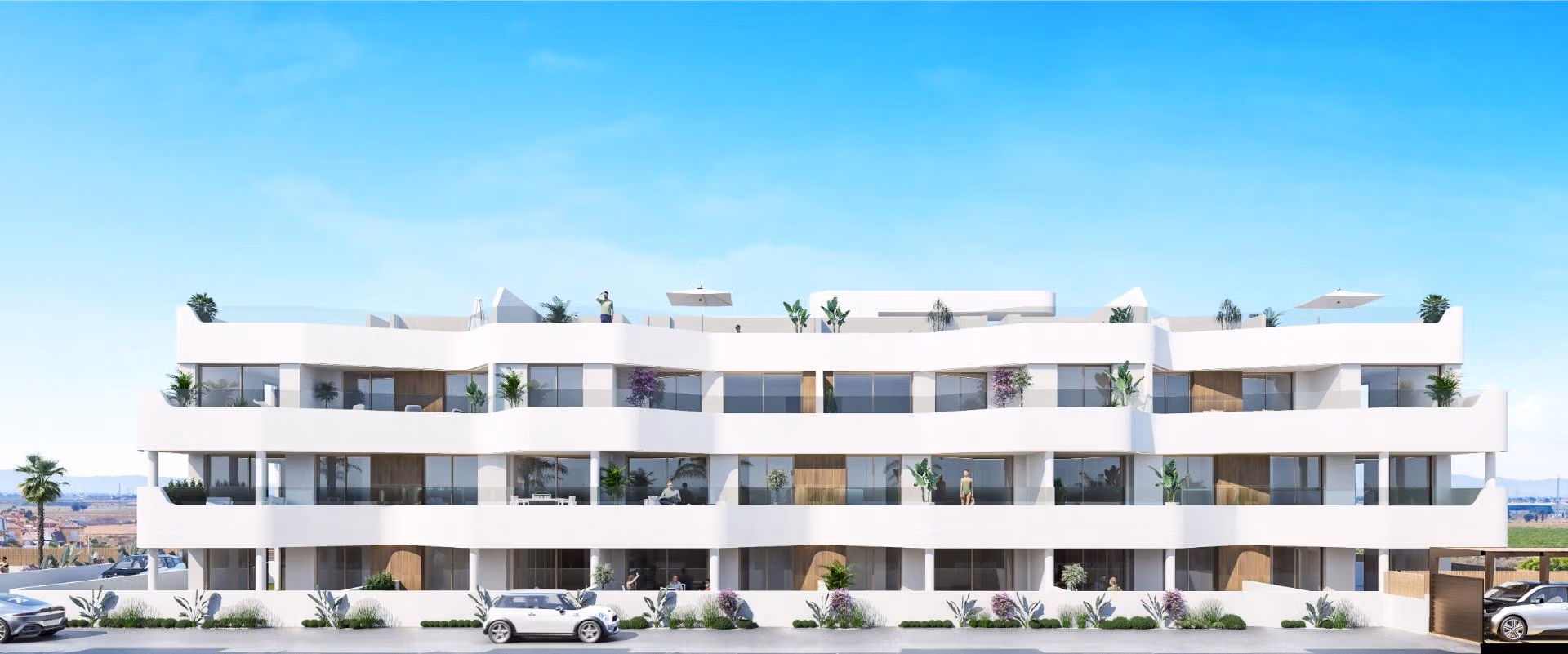 New-Build-Apartments-and-Villas-Frontline-Golf-in-Los-Alcazares-Costa-Calida-9 Licht nieuwbouwappartement met 2 slaapkamers eerstelijns aan Serena Golf in Los Alcazares