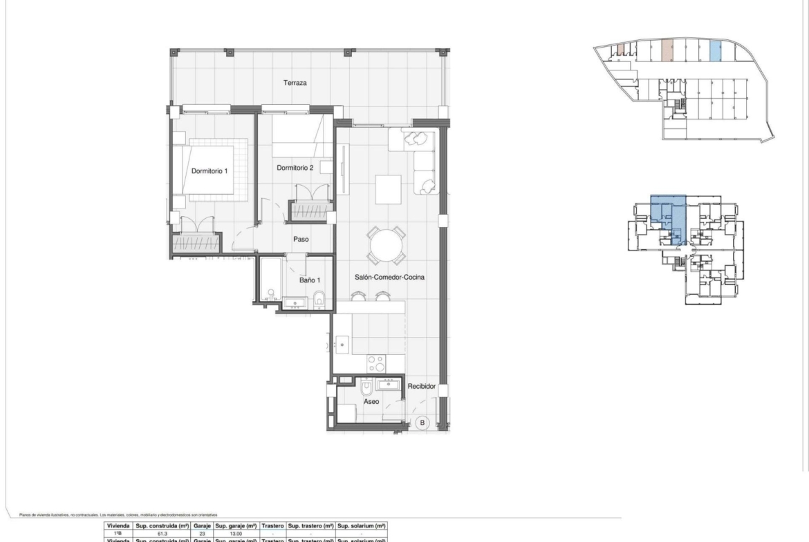 Bright modern floor plan of 2-bedroom apartment with spacious terrace in new build community with pool, Bigastro, Costa Blanca