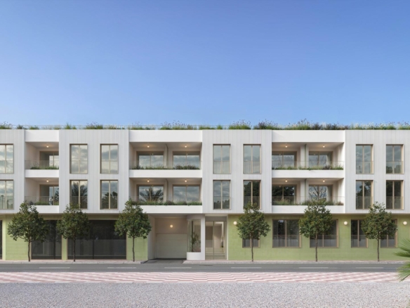 Modern three-story new build apartment complex in Jacarilla with spacious terraces and landscaped ground floor patios
