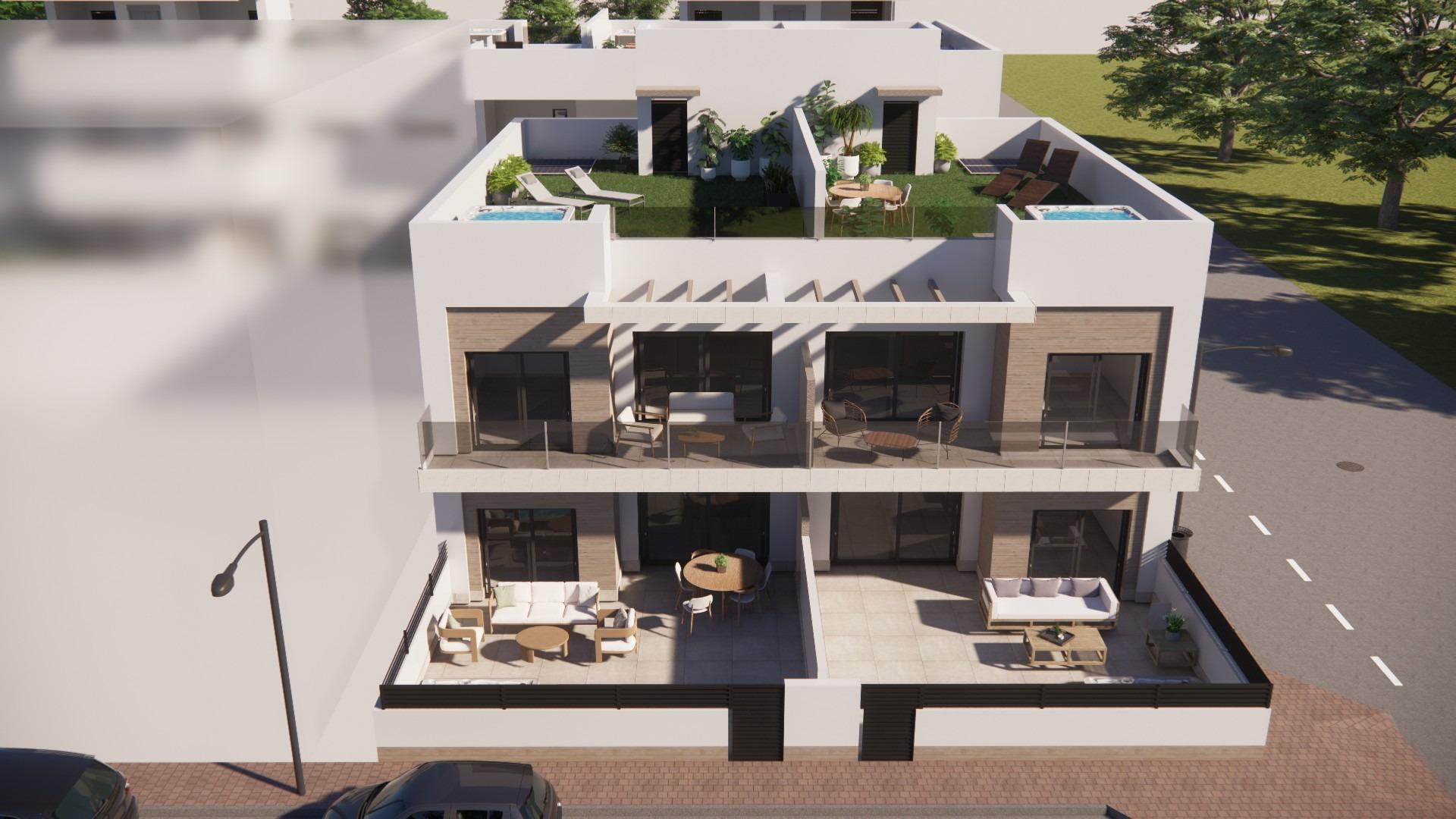Spacious modern new build 2-bedroom top floor apartment with private solarium and terraces in sunny Rojales, Costa Blanca South.