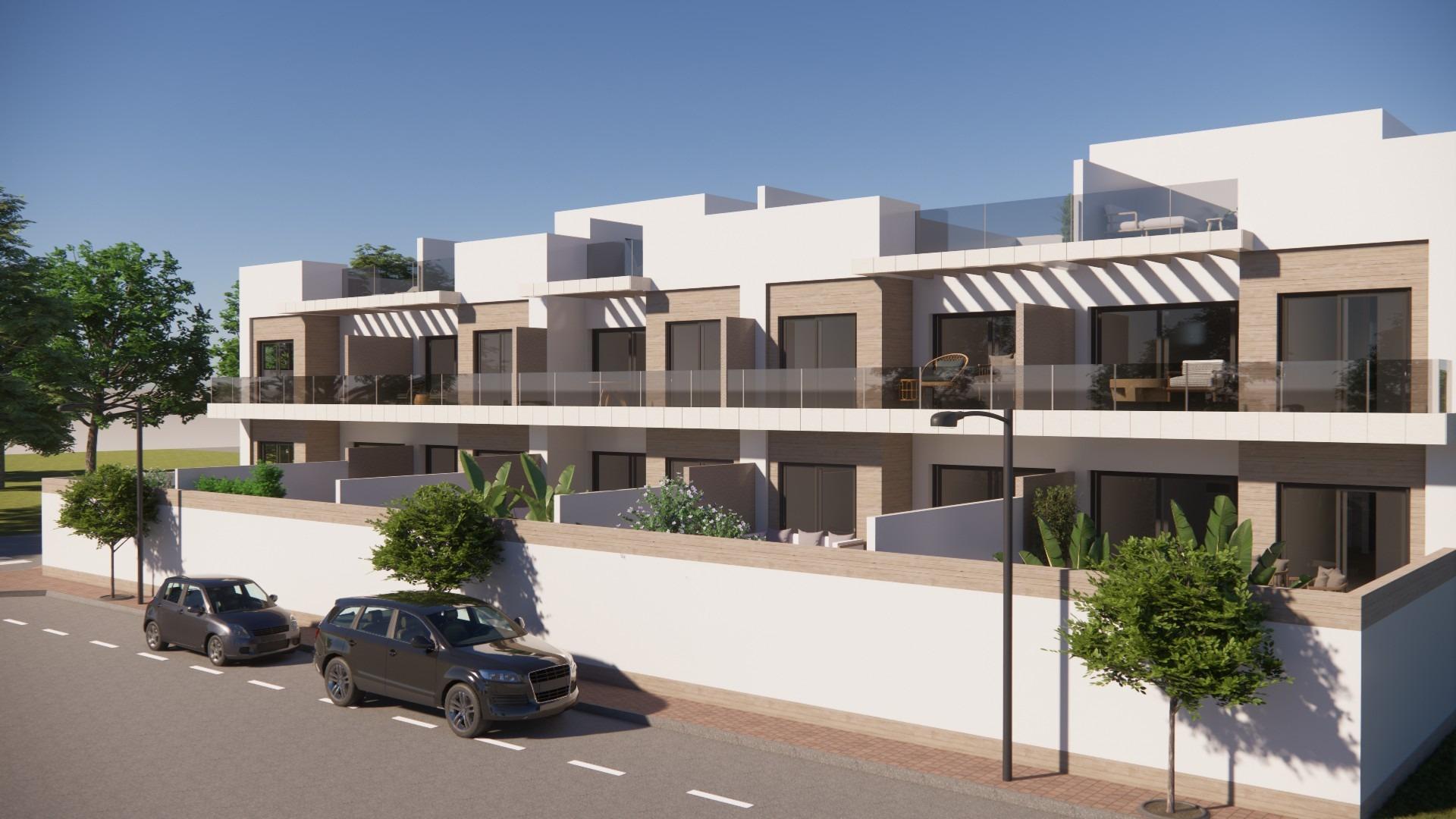 Modern new build 2-bedroom ground floor apartment with spacious private terrace and sleek exterior in sunny Rojales, Costa Blanca South.