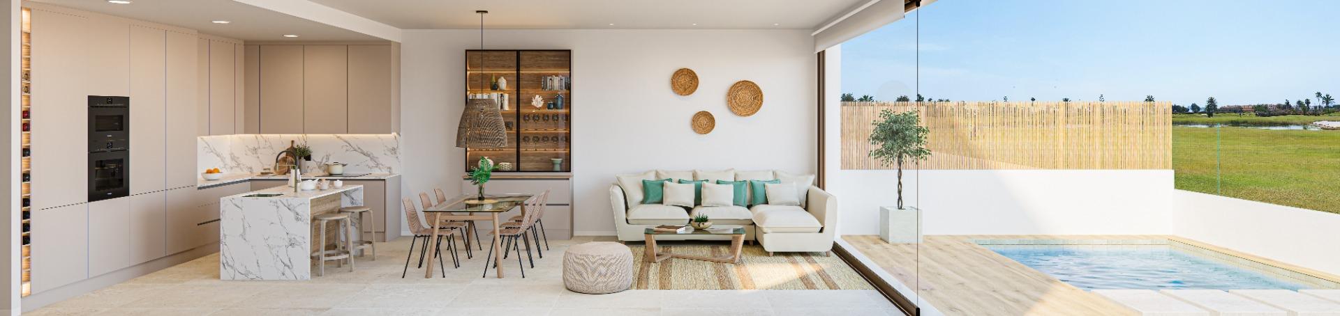 Exclusive New Build Single-Level 3 Bedroom Villa with Private Pool for Sale Frontline to Serena Golf, Los Alcazares