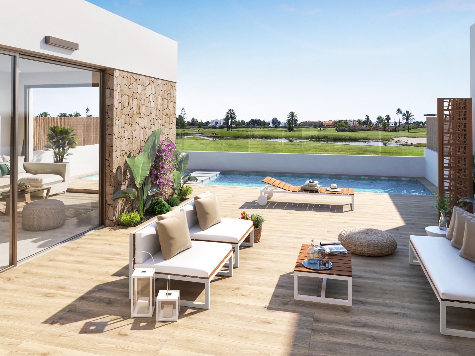 Exclusive New Build Single-Level 3 Bedroom Villa with Private Pool for Sale Frontline to Serena Golf, Los Alcazares