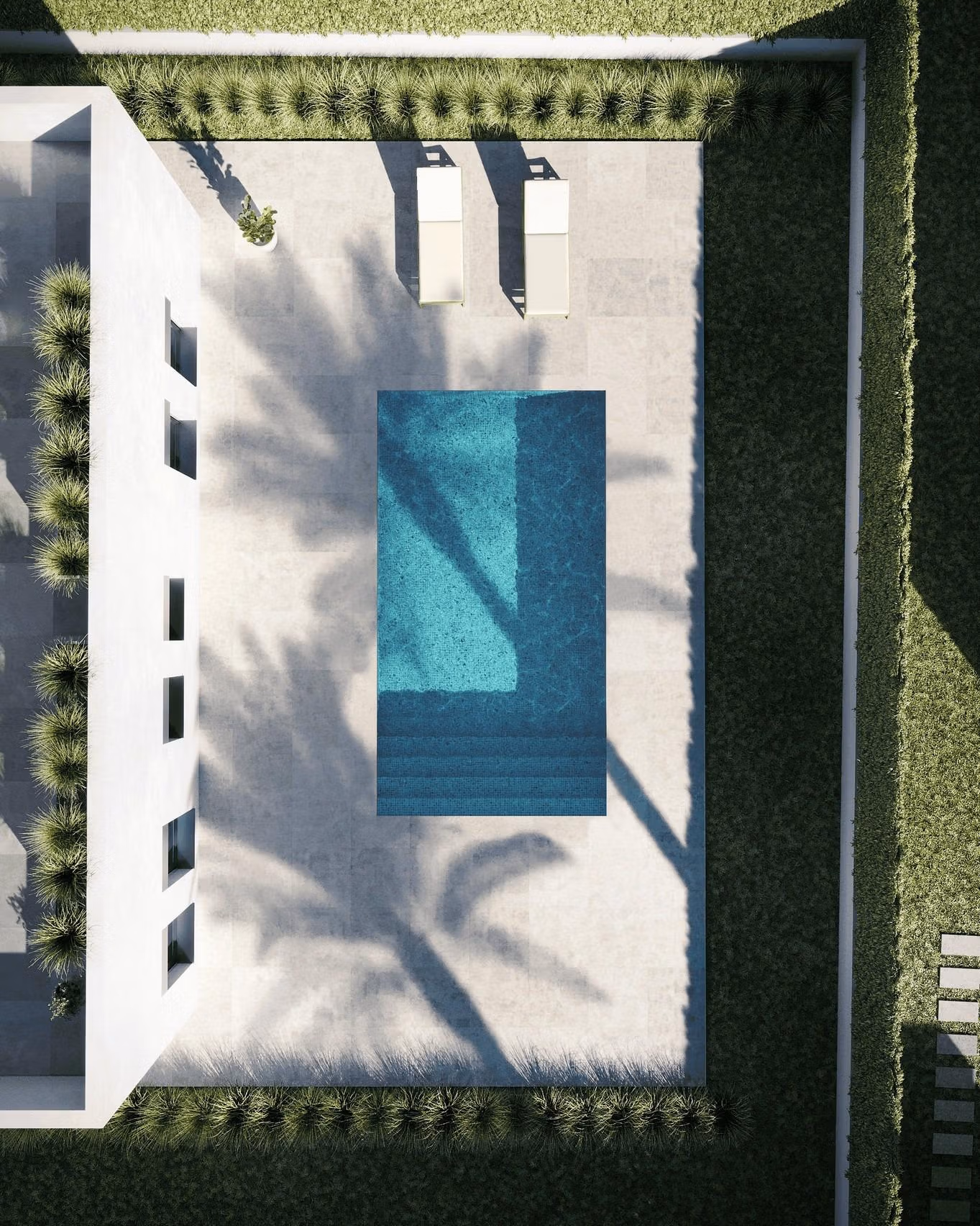 New-Build-Mediterranean-Villas-on-Large-Plots-in-Lorca-Costa-Calida-14 Aerial view of elegant new build single-storey villa with private sparkling pool and sunlit terrace in Lorca, Costa Cálida