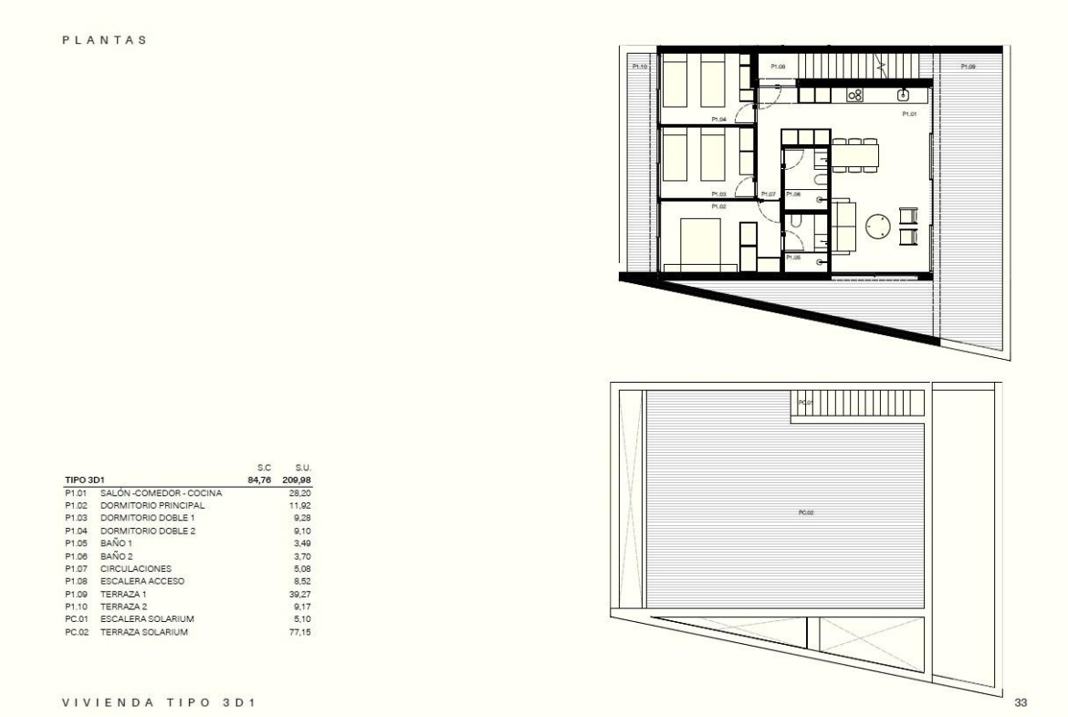 Modern spacious floor plan of new build residential apartment with open-plan living and terraces in Los Balcones, Torrevieja