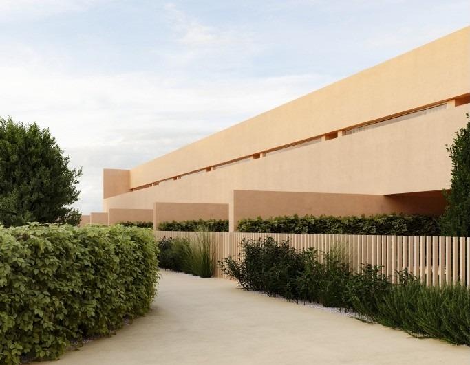 Modern new build residential apartments in Los Balcones, Torrevieja with sleek architecture and lush landscaped surroundings