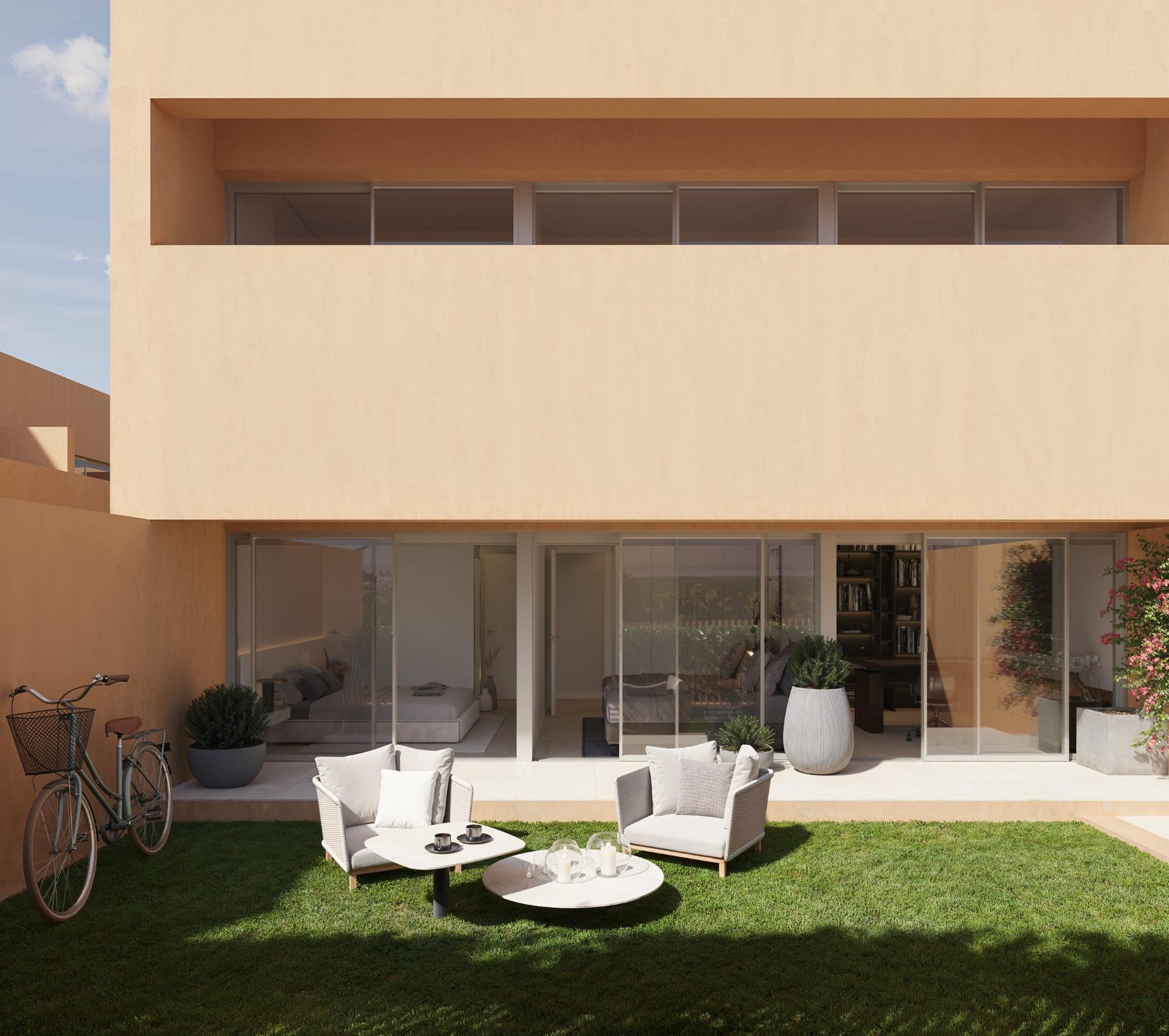 Modern new build residential apartments in Los Balcones, Torrevieja with sun-drenched terrace and stylish outdoor seating area