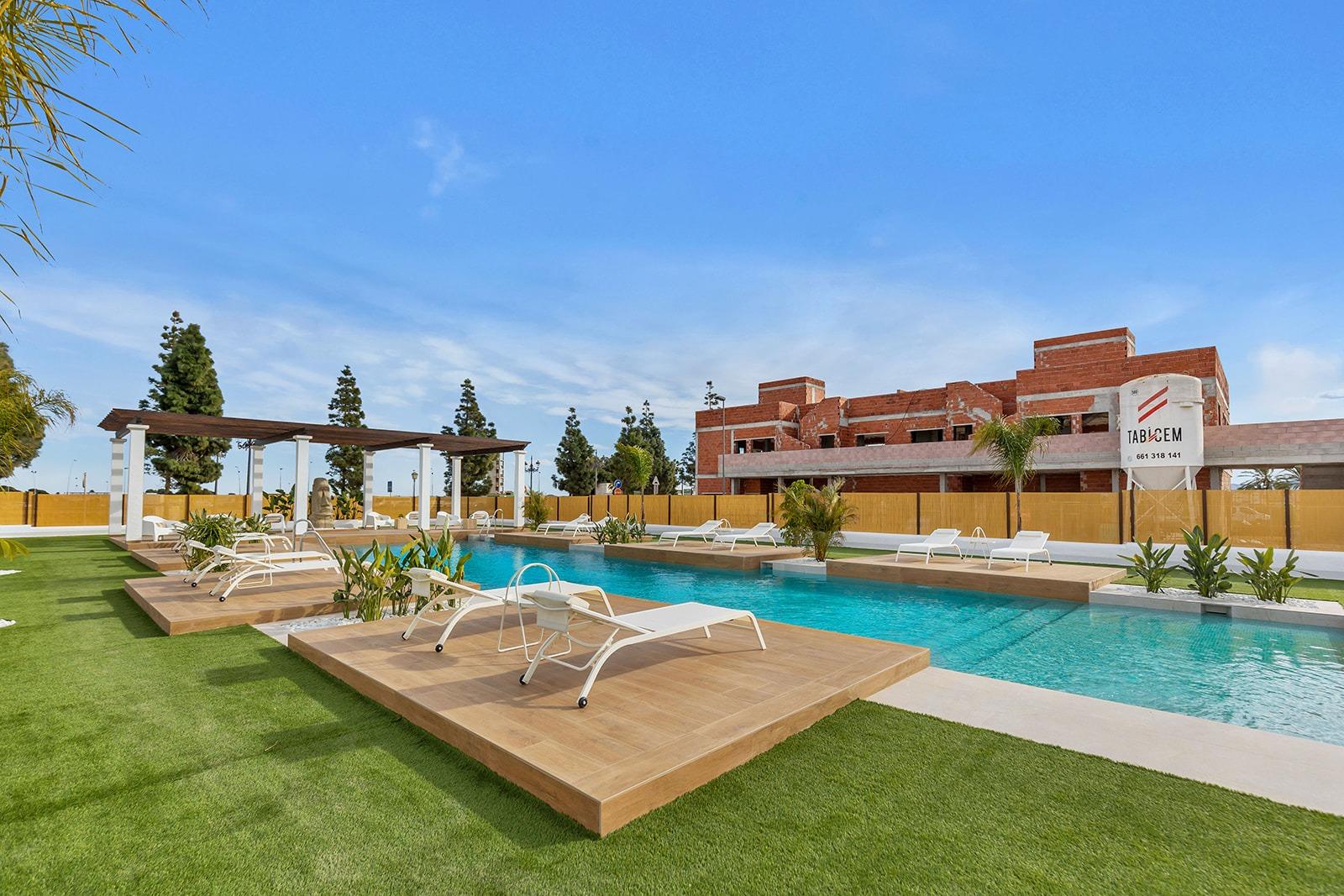New-Build-Residential-Complex-Near-Serena-Golf-and-the-Mar-Menor-in-Los-Alcazares-10 Nowy nowoczesny bungalow parterowy z 3 sypialniami i ogrodem na sprzedaż w Los Alcazares