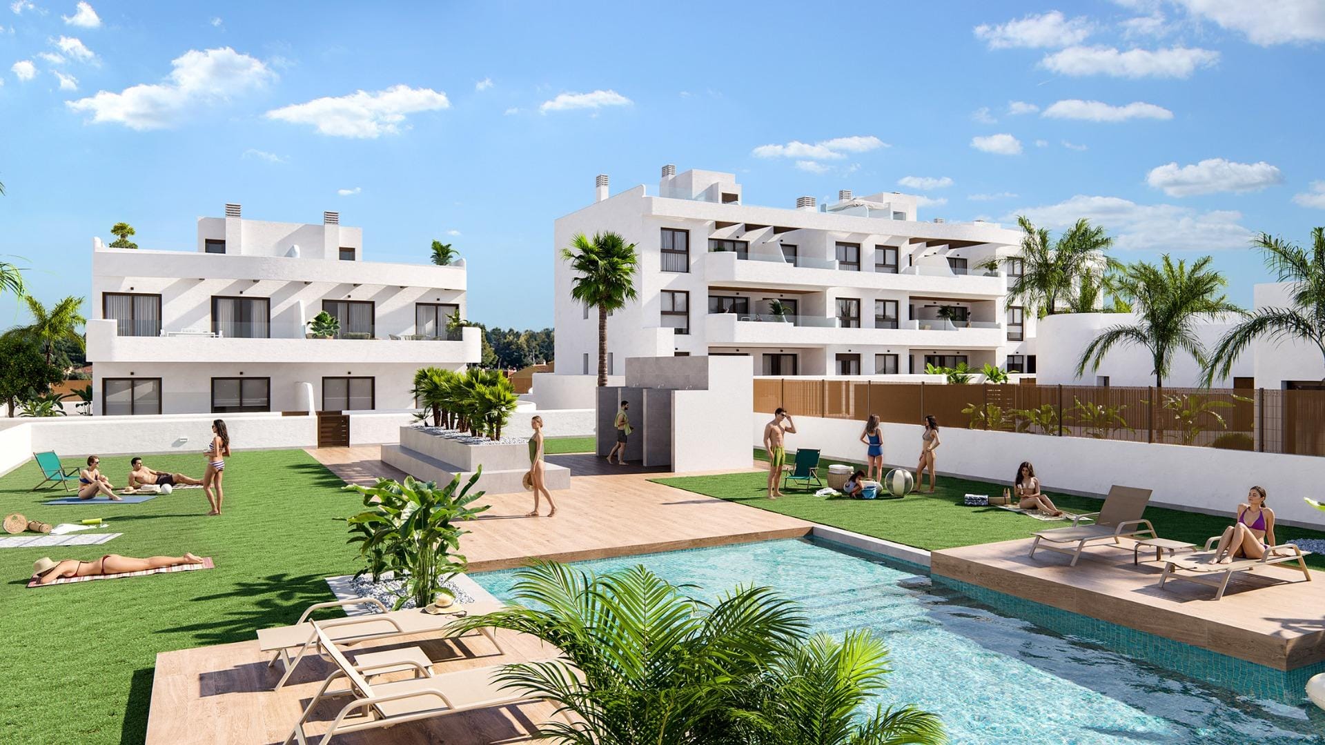 Luminoso apartamento de obra nueva en planta baja con 2 dormitorios y jardín en venta en Los Alcázares