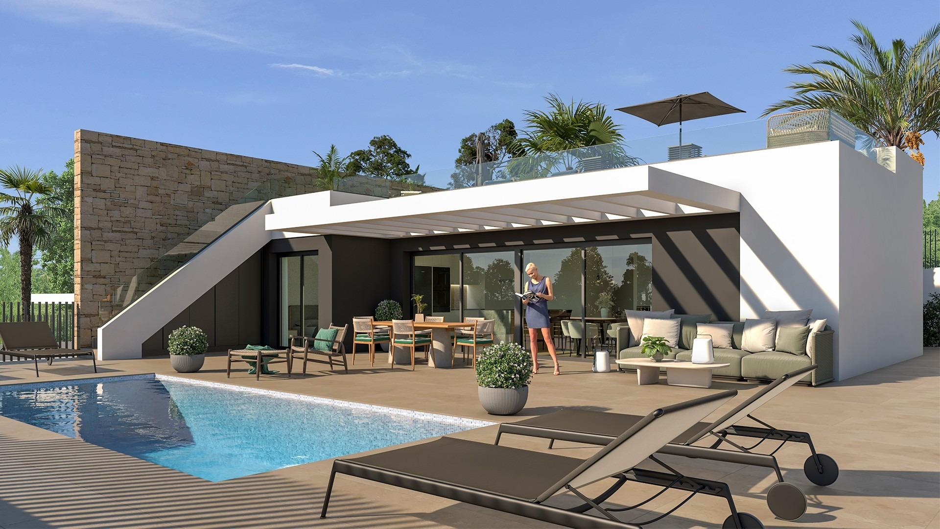 Nybyggd enplansvilla med privat pool till salu i Mutxamel, Costa Blanca