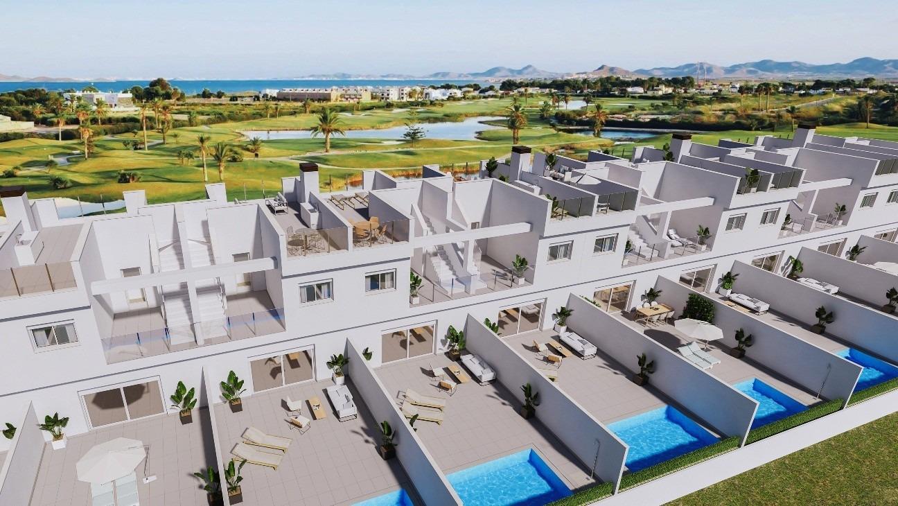 New-Build-Townhouses-on-the-Frontline-of-La-Serena-Golf-in-Los-Alcazares-2 Affordable New Build 3 Bedroom Townhouse with Private Pool on Frontline La Serena Golf for Sale in Los Alcázares