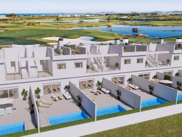 Affordable New Build 3 Bedroom Townhouse with Private Pool on Frontline La Serena Golf for Sale in Los Alcázares
