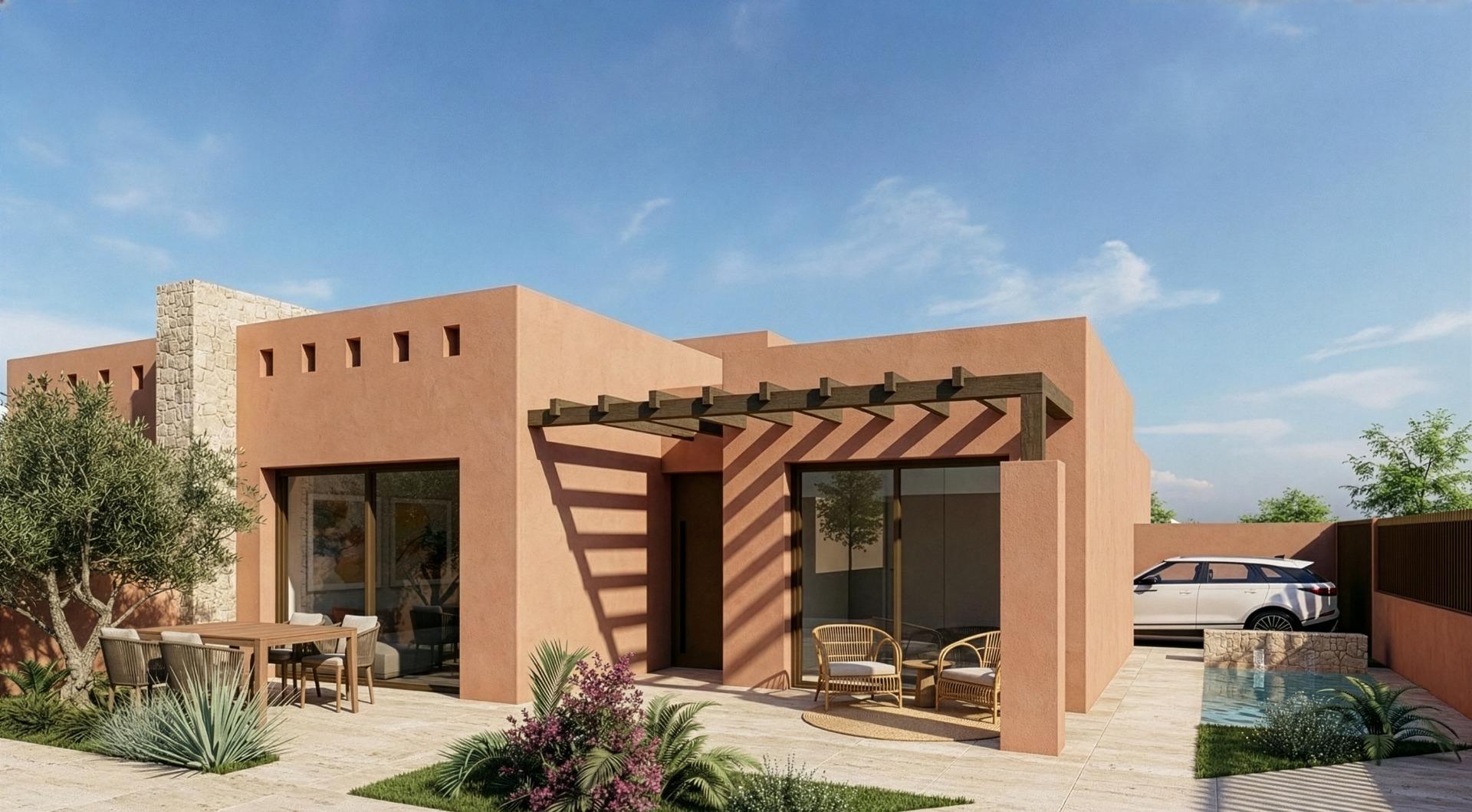 Terracotta-Toned New Build 2 Bedroom Villa with Private Pool for Sale in El Alba Mediterranean Resort, Torre Pacheco, Murcia