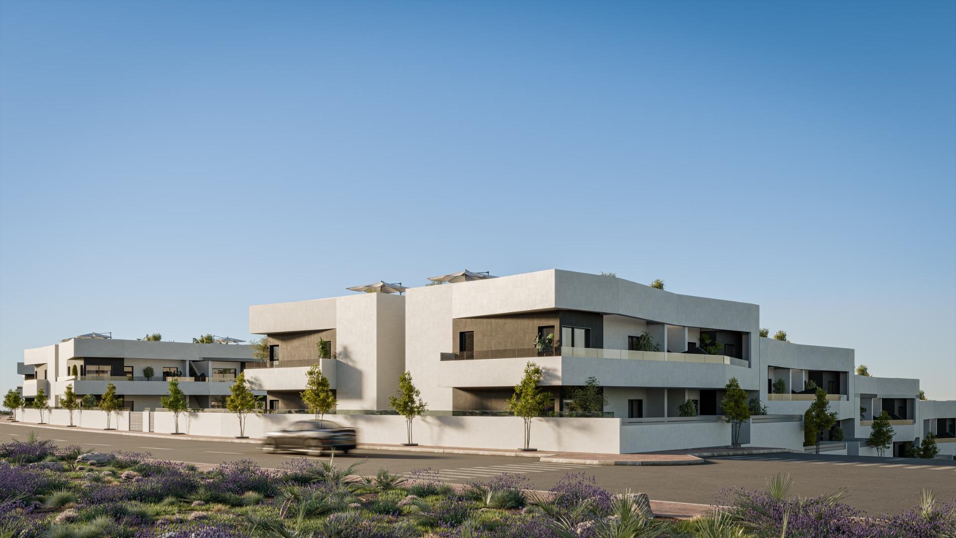 Modern elegant new build 2 bedroom ground floor apartment with private garden in sunny San Miguel de Salinas exterior view