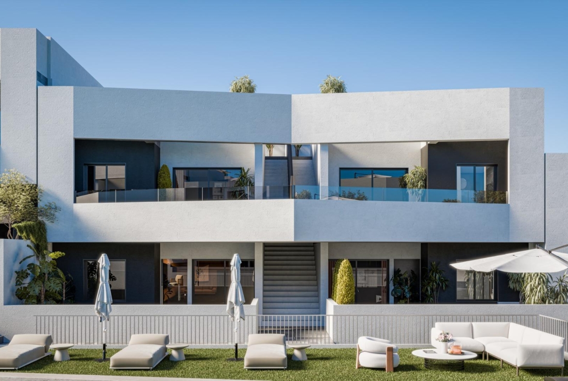 Modern elegant new build 2-bedroom ground floor apartment with sun-drenched private garden in San Miguel de Salinas