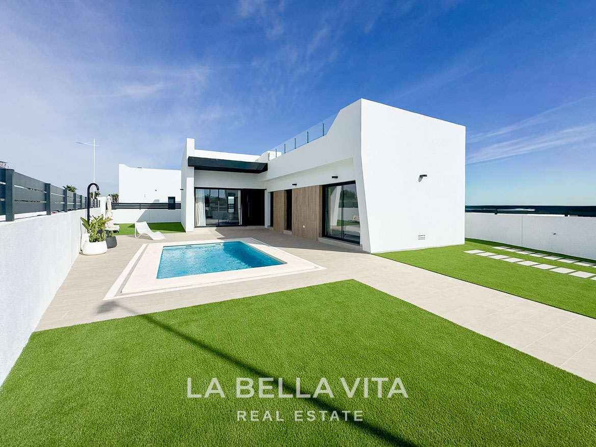 Stunning modern 3-bedroom villa in San Miguel de Salinas with private pool, sun-drenched terrace, and spacious exterior spaces.