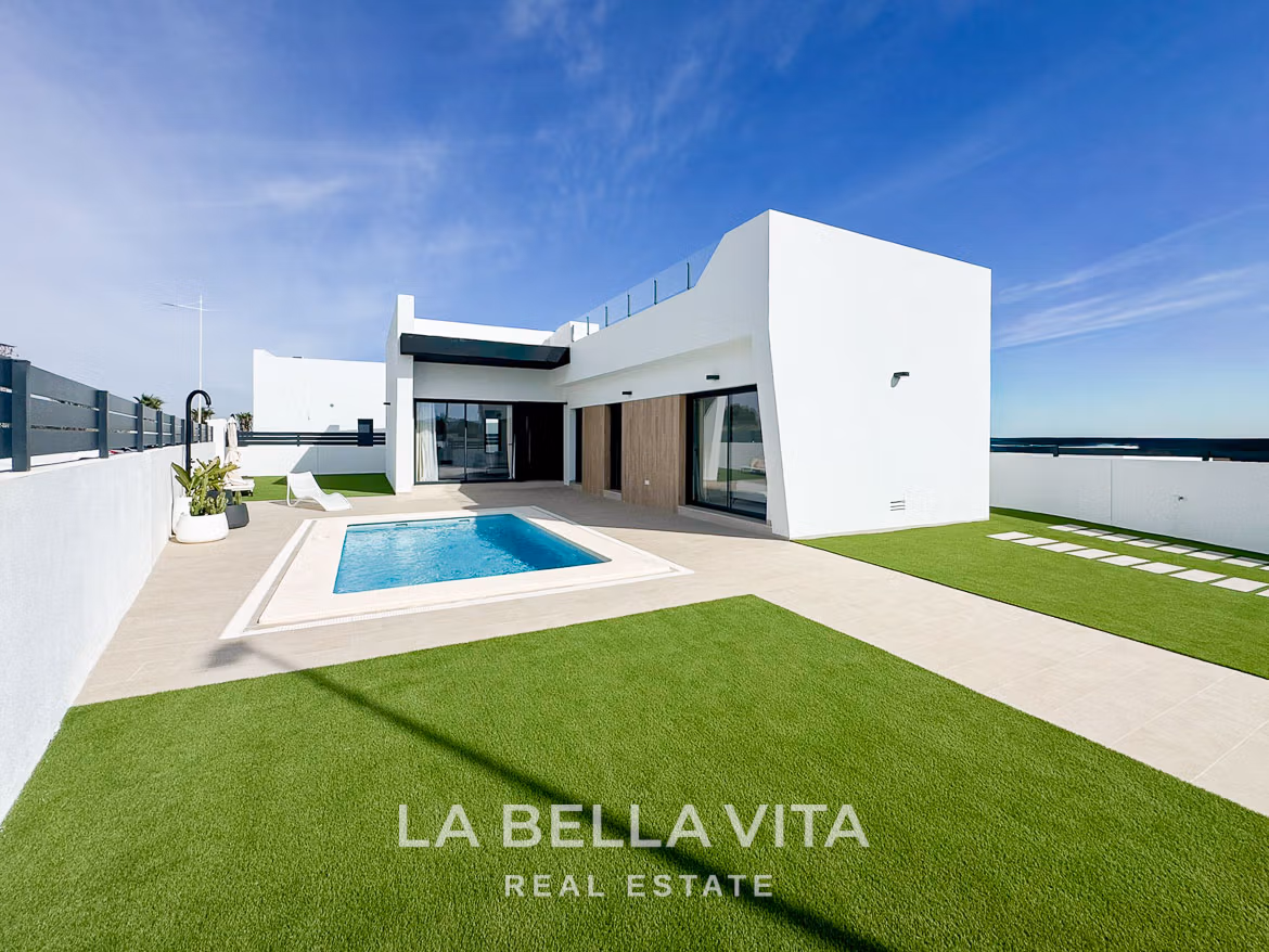 Stunning modern 3-bedroom villa in San Miguel de Salinas with private pool, sun-drenched terrace, and spacious exterior spaces.