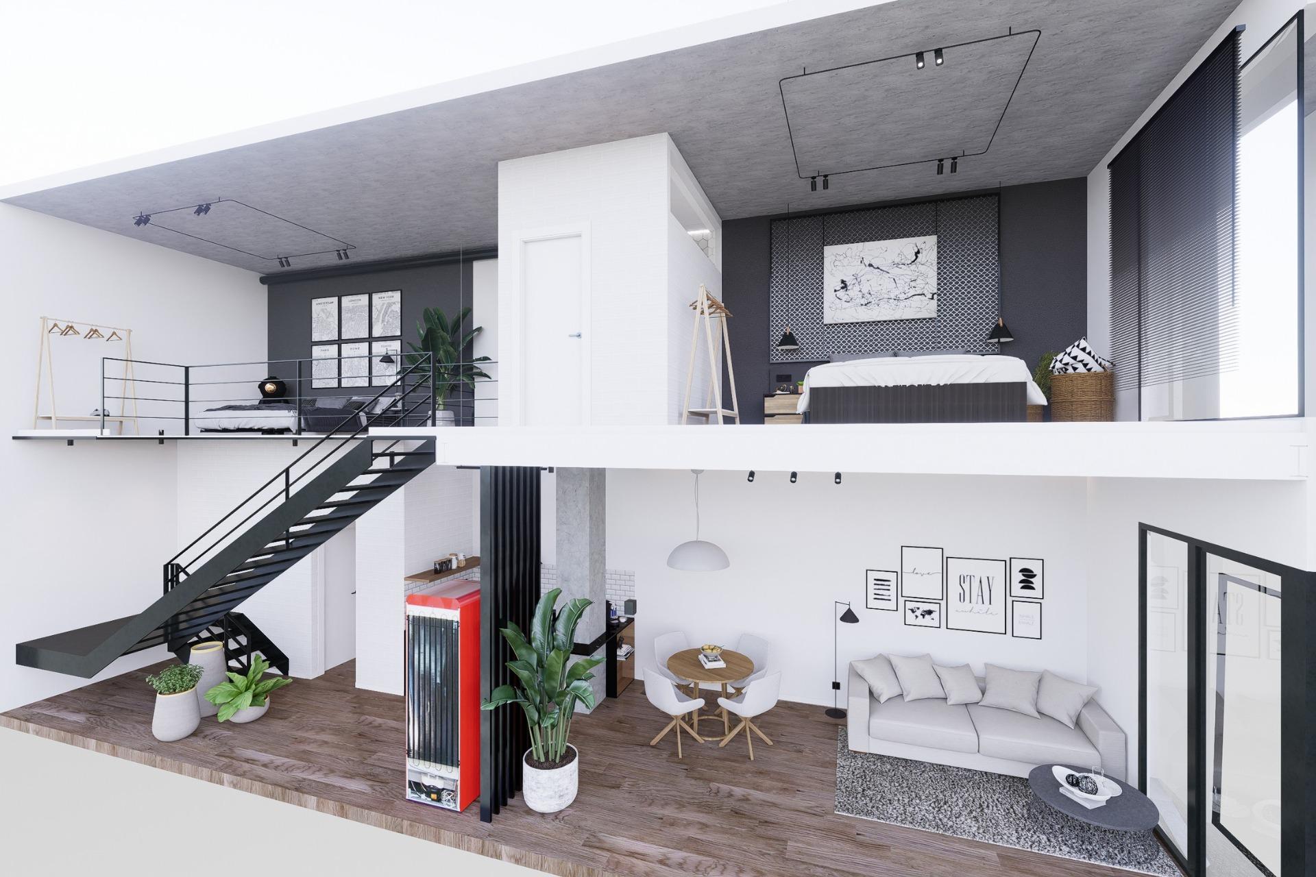 Modern-Duplex-Loft-Apartments-in-the-Heart-of-Alicante-8 Modern New Build 1 Bedroom Duplex Loft Apartment for Sale in Alicante City Centre