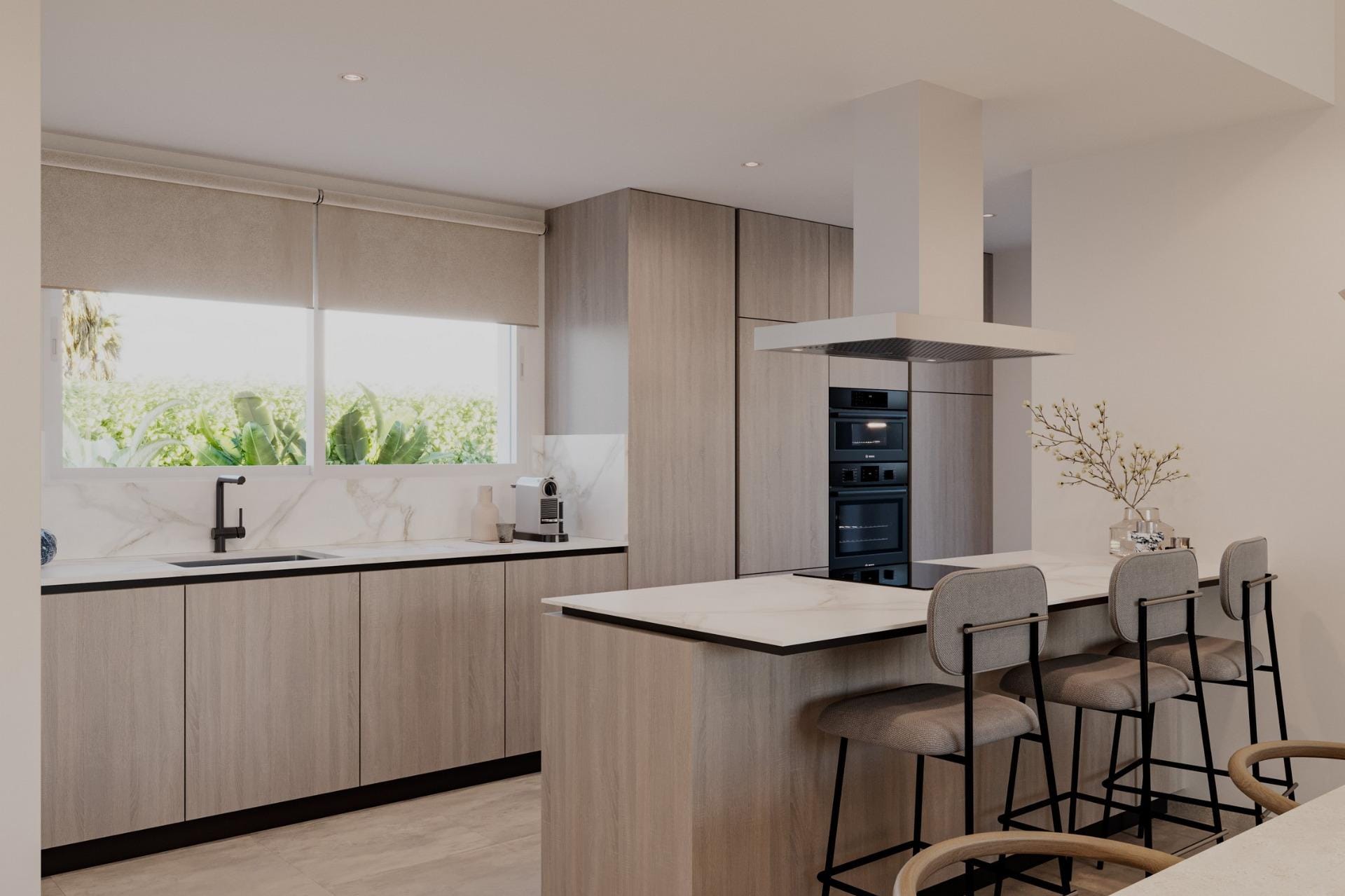 Kitchen and breakfast bar render in La Finca Golf, Algorfa, Alicante