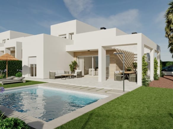 Villa and private pool exterior render in La Finca Golf, Algorfa, Alicante