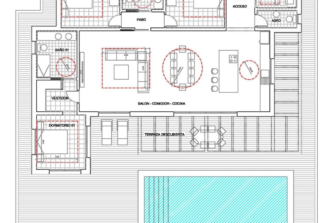 Floor plan of a personalised 3 bedroom villa with pool in Pinoso, Alicante