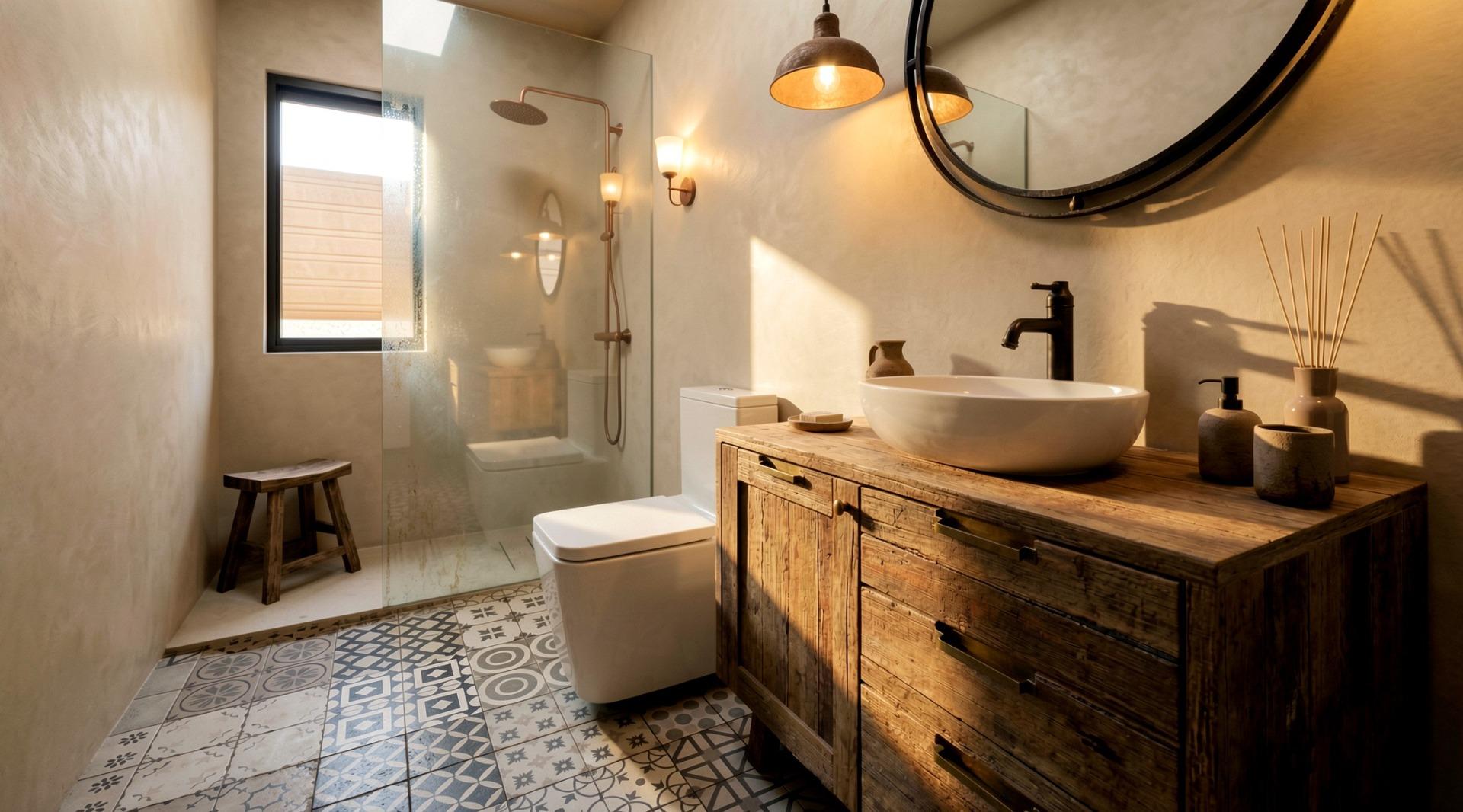 Bathroom with walk-in shower in a 3 bedroom villa in Pinoso
