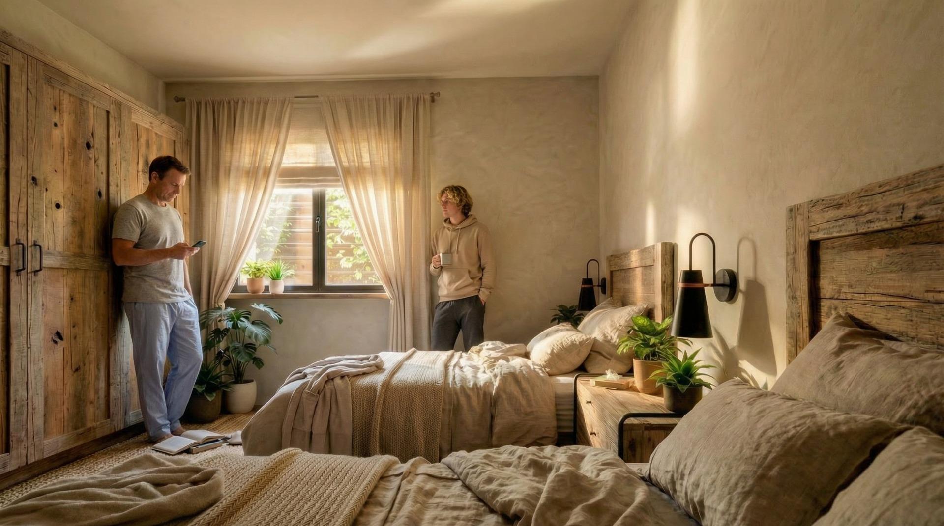 Twin bedroom in a generously sized country villa in Pinoso