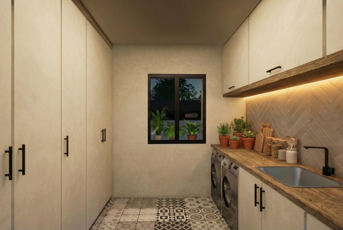 Fitted utility room in a single-storey villa in Pinoso, Alicante