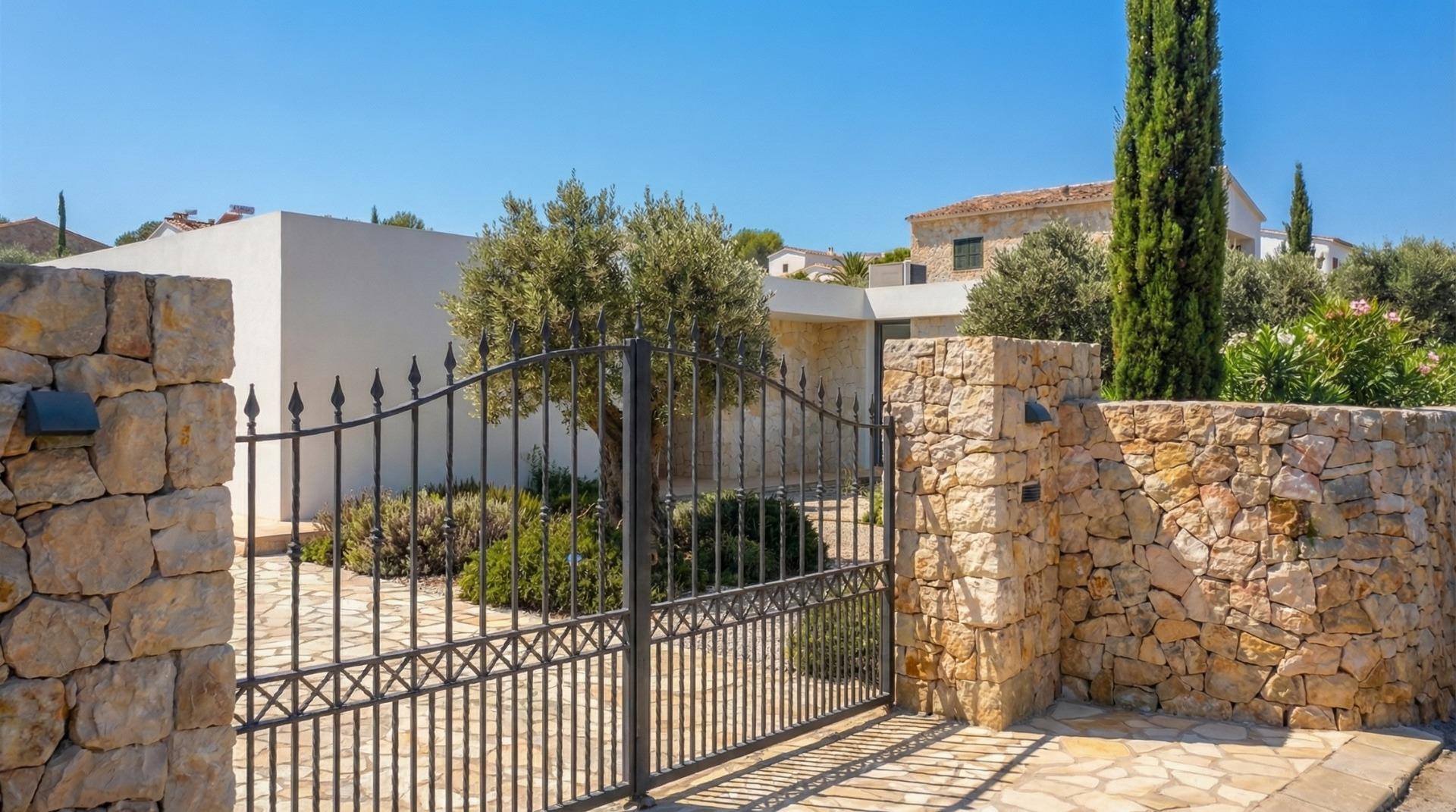 Stone-walled entrance to a country villa for sale in Pinoso, Alicante