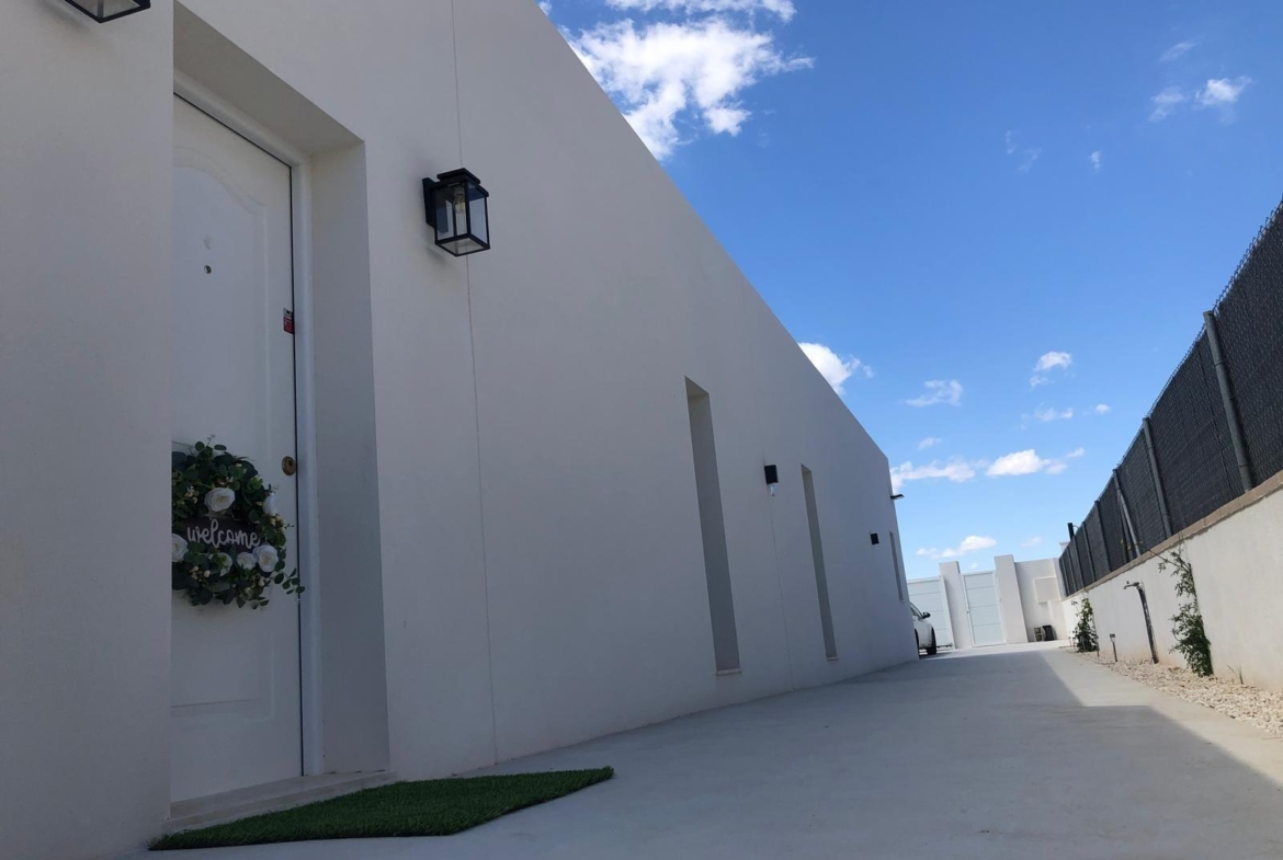 Private side entrance at a new build villa in Pinoso, Alicante