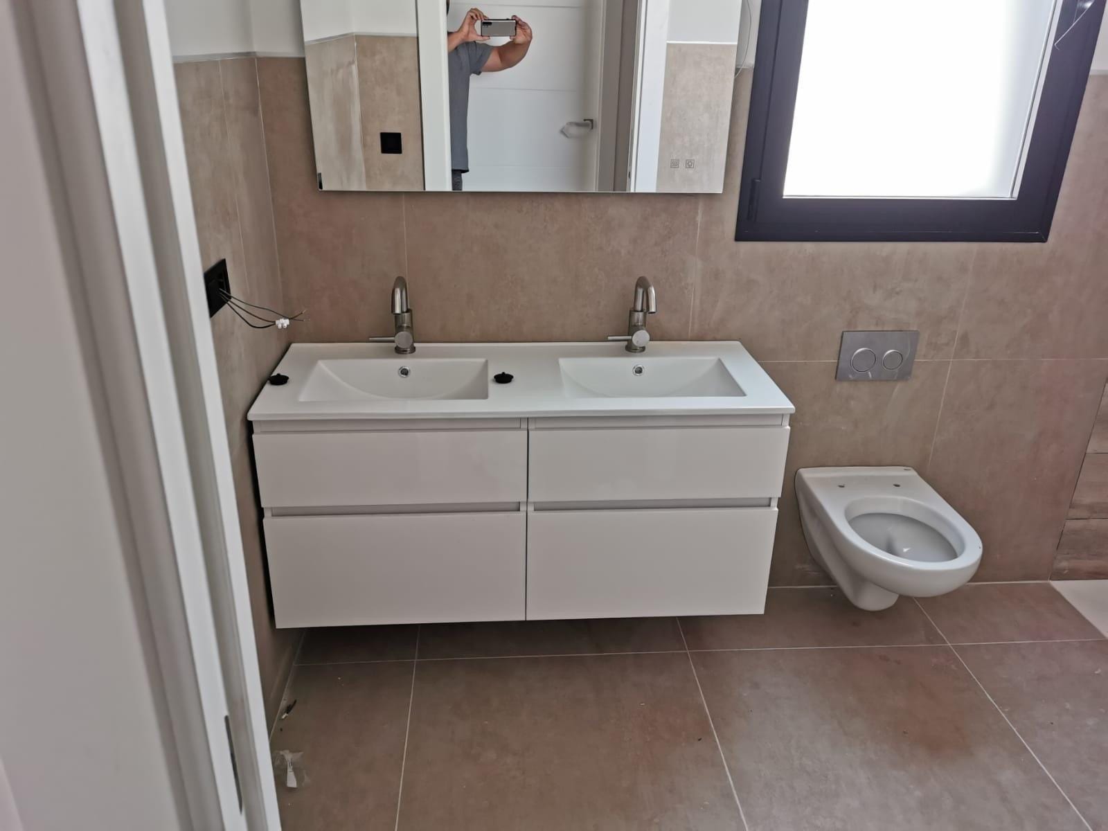 Custom-Built-New-Villas-in-Pinoso-Alicante-Spacious-Homes-in-Natural-Surroundings-22 Double vanity bathroom in a 3 bedroom country villa in Pinoso, Alicante