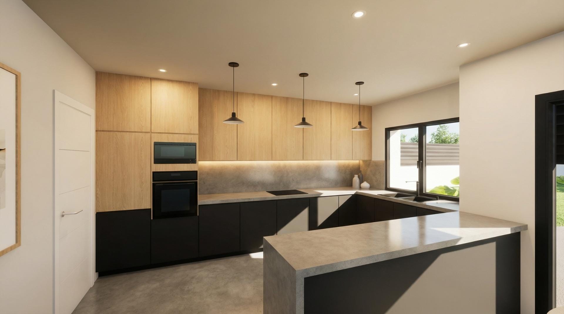 Custom-Built-New-Villas-in-Pinoso-Alicante-Spacious-Homes-in-Natural-Surroundings-5 Modern fitted kitchen in a spacious country villa in Pinoso, Alicante