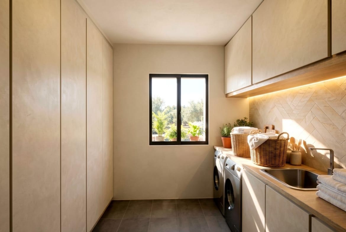 Fitted laundry room in a single-storey villa in Pinoso, Alicante