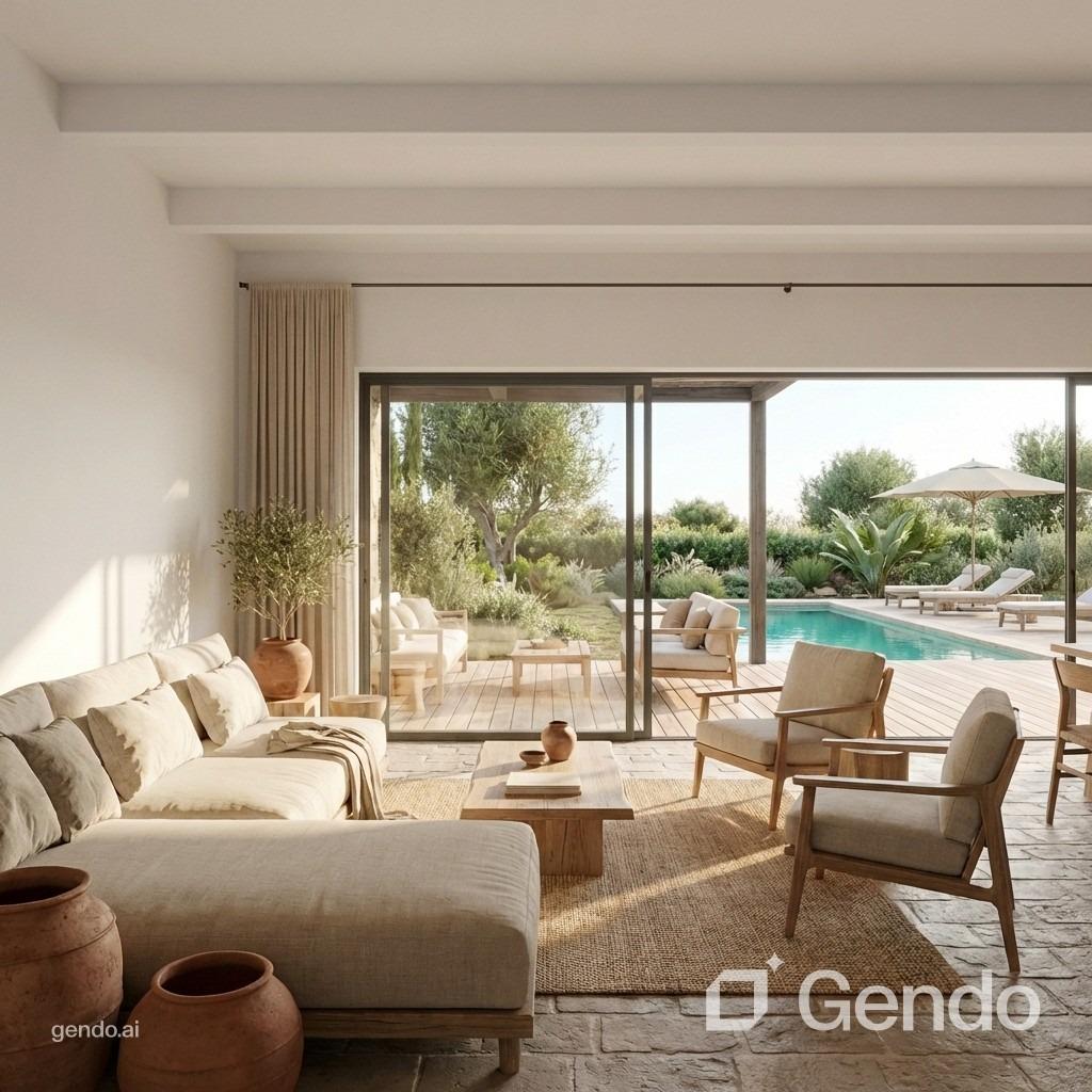 Living area opening to the private pool at a Pinoso villa