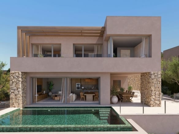 Front exterior of a new build villa with private infinity pool in Llíber