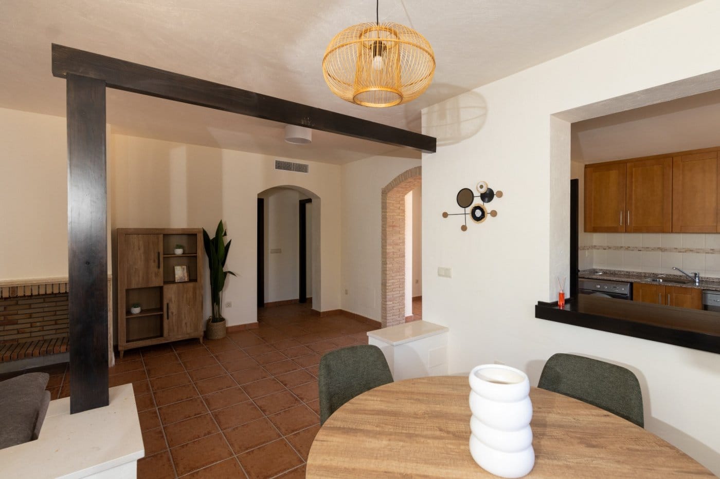 Dining area overlooking the lounge and entrance hallway in Las Palas, Fuente Álamo, Murcia