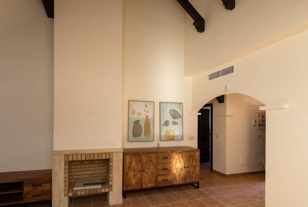 Living room fireplace in Las Palas, Fuente Álamo, Murcia