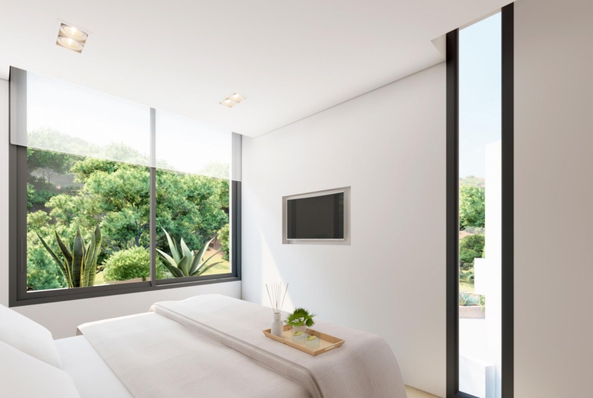 NEW-BUILD-RESIDENTIAL-COMPLEX-IN-LA-MANGA-CLUB-RESORT-11 Double bedroom with green resort views at La Manga Club