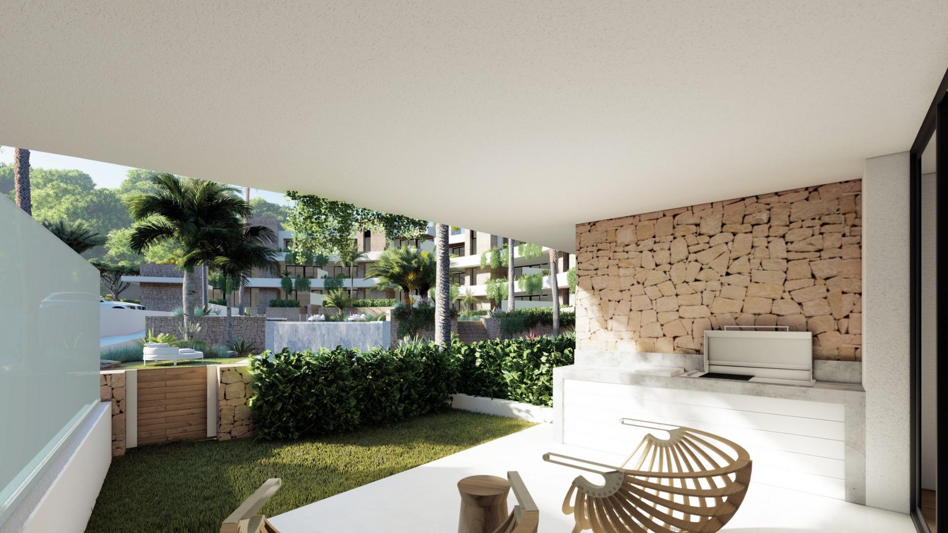 NEW-BUILD-RESIDENTIAL-COMPLEX-IN-LA-MANGA-CLUB-RESORT-9 Private terrace with seating and views across La Manga Club