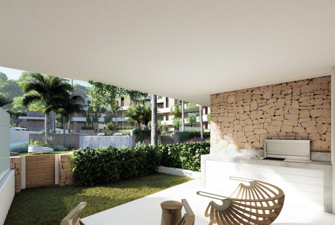 NEW-BUILD-RESIDENTIAL-COMPLEX-IN-LA-MANGA-CLUB-RESORT-9 Private terrace with seating and views across La Manga Club