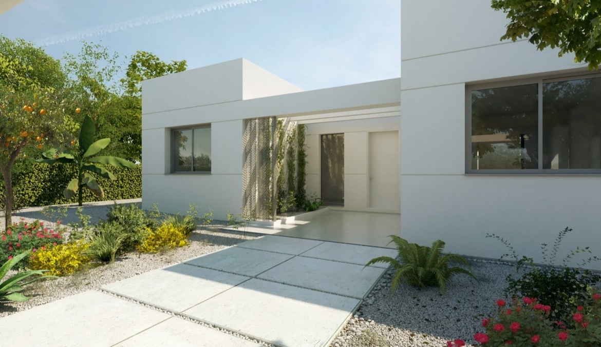 Private putting green in front of large sliding glass door with external stairs