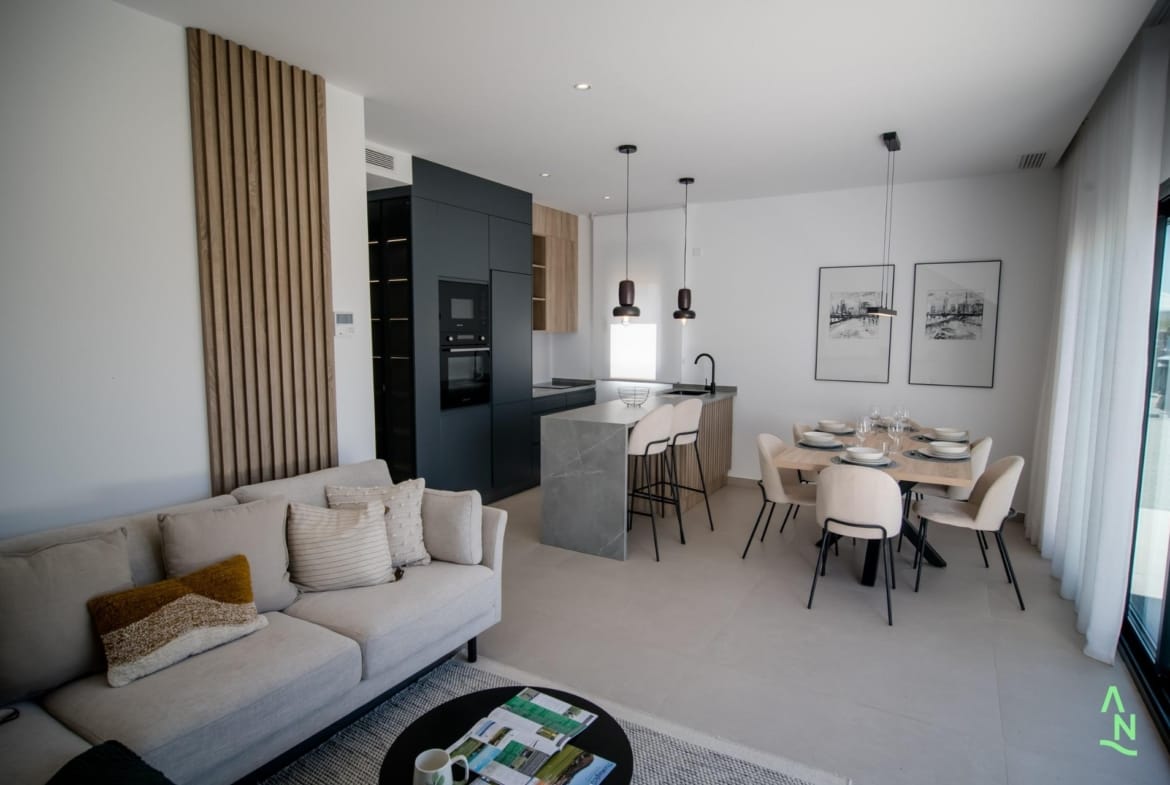 Bright open-plan living, dining and kitchen space