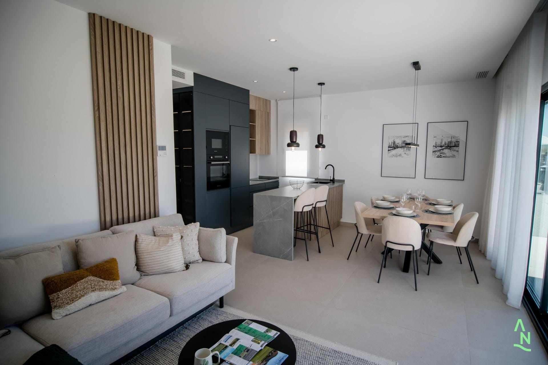 Bright open-plan living, dining and kitchen space