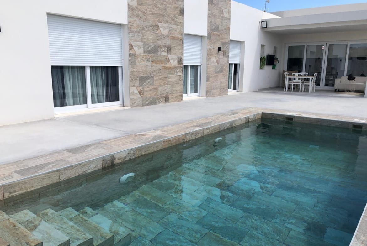Private pool beside a new build villa in Aspe, Alicante