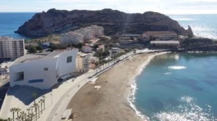 Aerial view of Las Delicias Beach and Águilas seafront