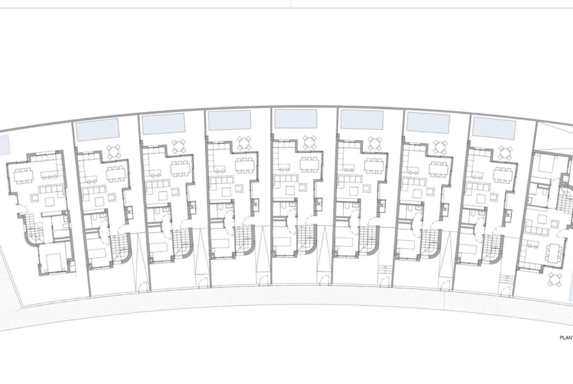 Site plan of modern villas with private pools in Los Jardines, Águilas