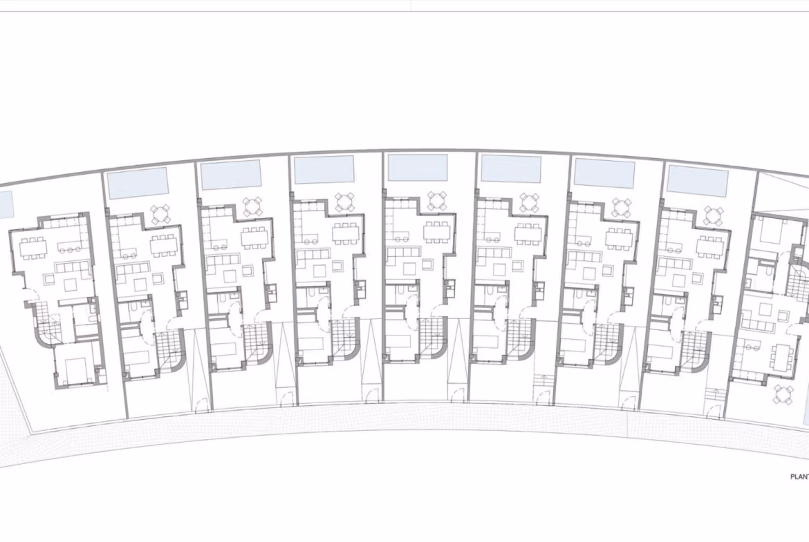 Site plan of modern villas with private pools in Los Jardines, Águilas