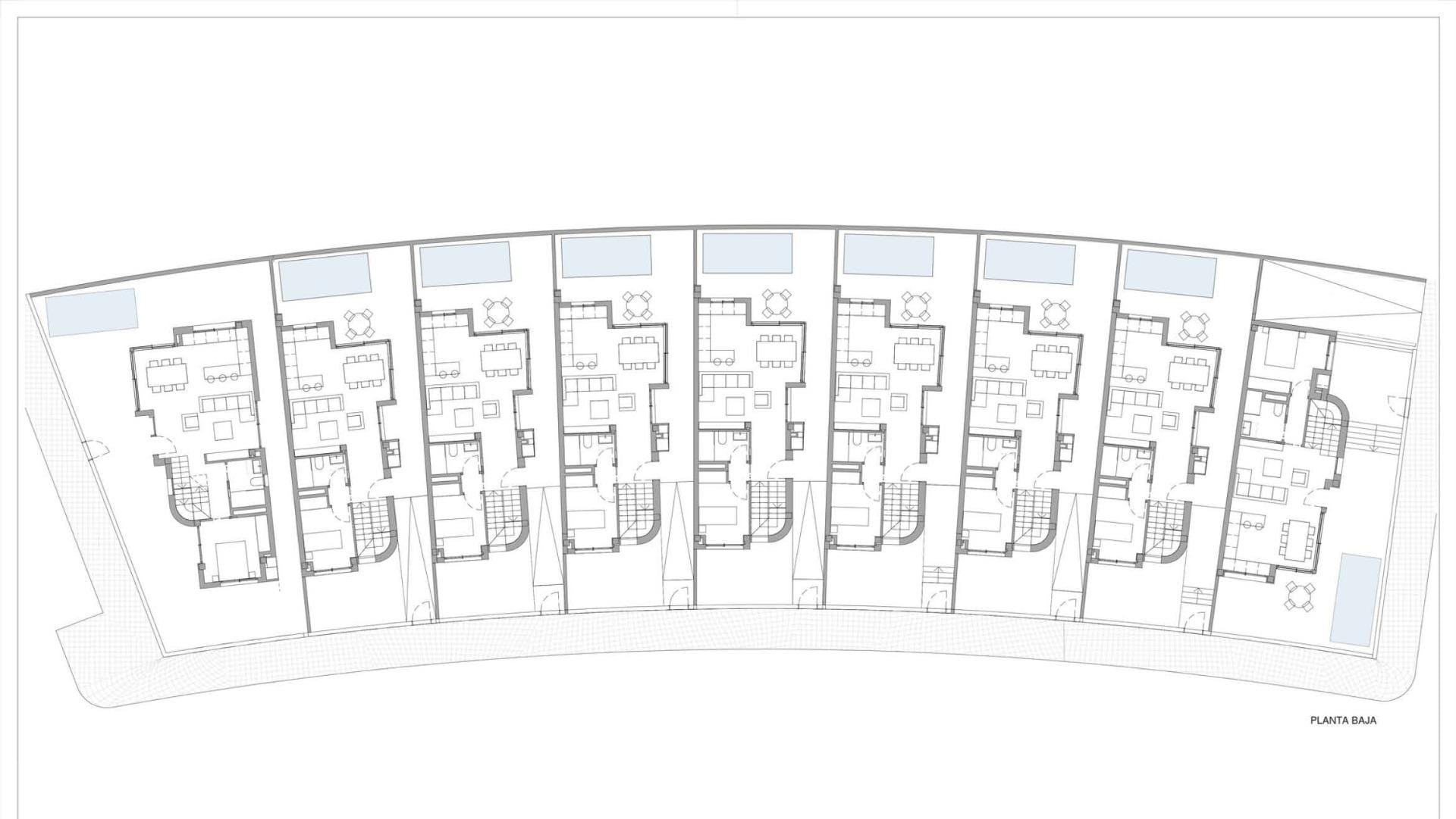 New-Build-Detached-Villas-for-Sale-in-Aguilas-Murcia-Just-500-m-from-the-Beach-4 Site plan of modern villas with private pools in Los Jardines, Águilas